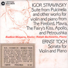 Ralph Berkowitz, Eudice Shapiro / Stravinsky : Petroushka Suite (Violin and Piano) &amp;Toch : Violin Sonata (수입/CD302)