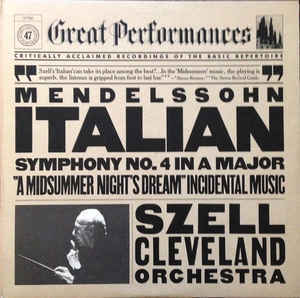 George Szell / Mendelssohn : Symphony No. 4 &quot;Italian&quot;, &quot;A Midsummer Nights Dream&quot; Incidental Music (미개봉/CCK7956)
